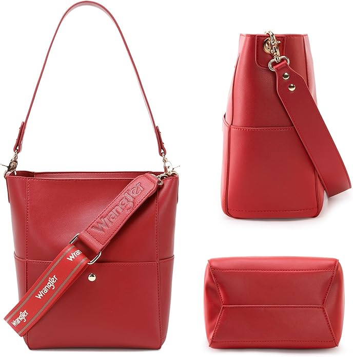 Wrangler Crossbody Bucket Handbag with Guitar Strap - Image 4