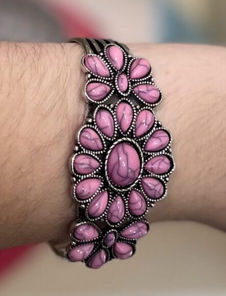 Pink Turqouise Cuff Bracelet - Image 3