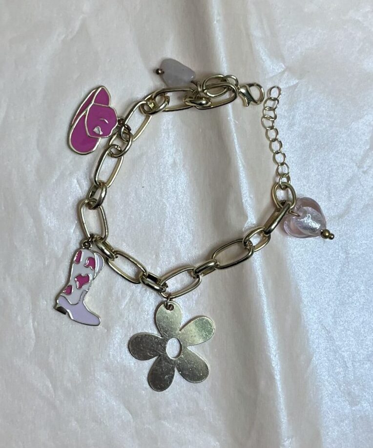 Pink Cowgirl's Gold Charm Bracelet