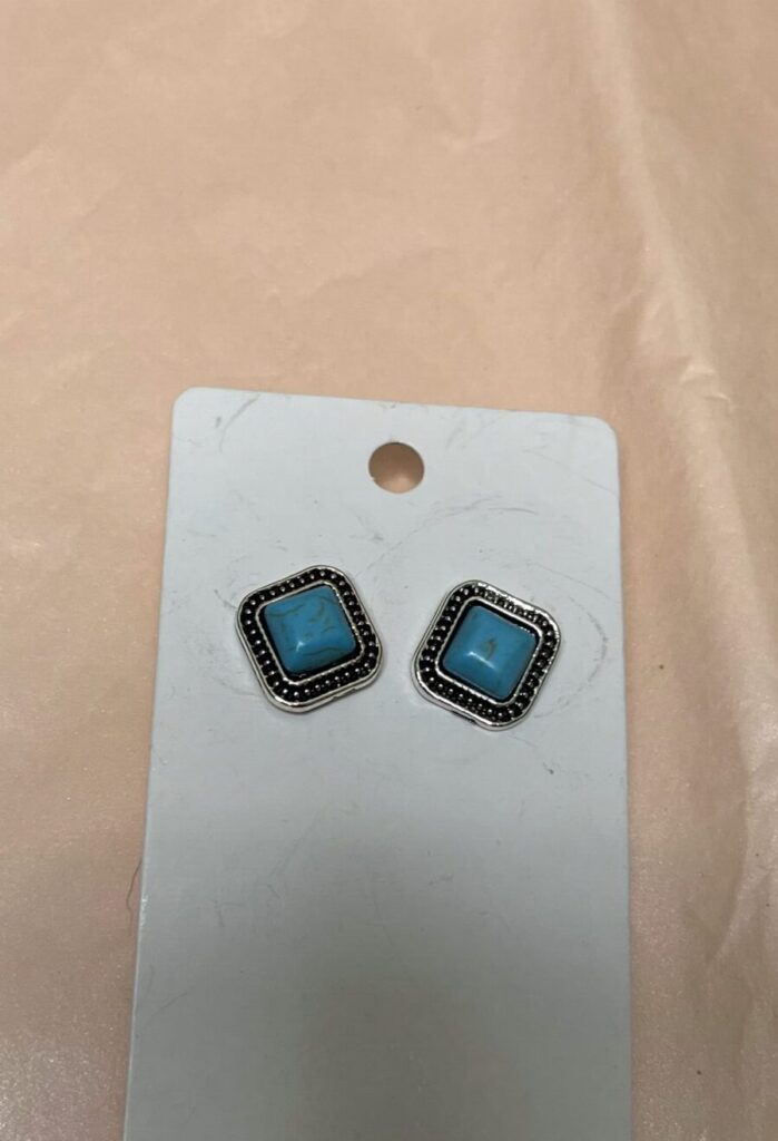 Square Turqouise Stud Earrings