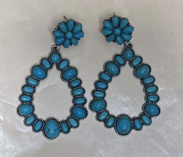 Flower Turquoise Teardrop Earrings Montana West