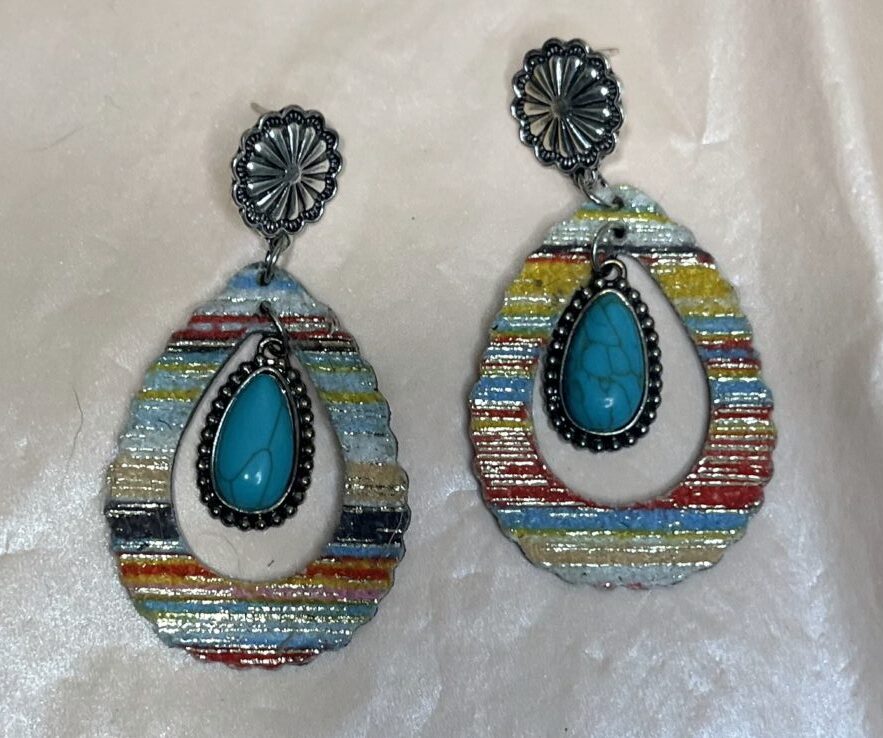 Abstract Turquoise Teardrop Earrings