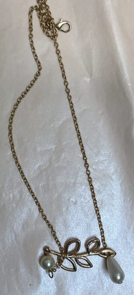Gold Leaf and Pearl Necklace