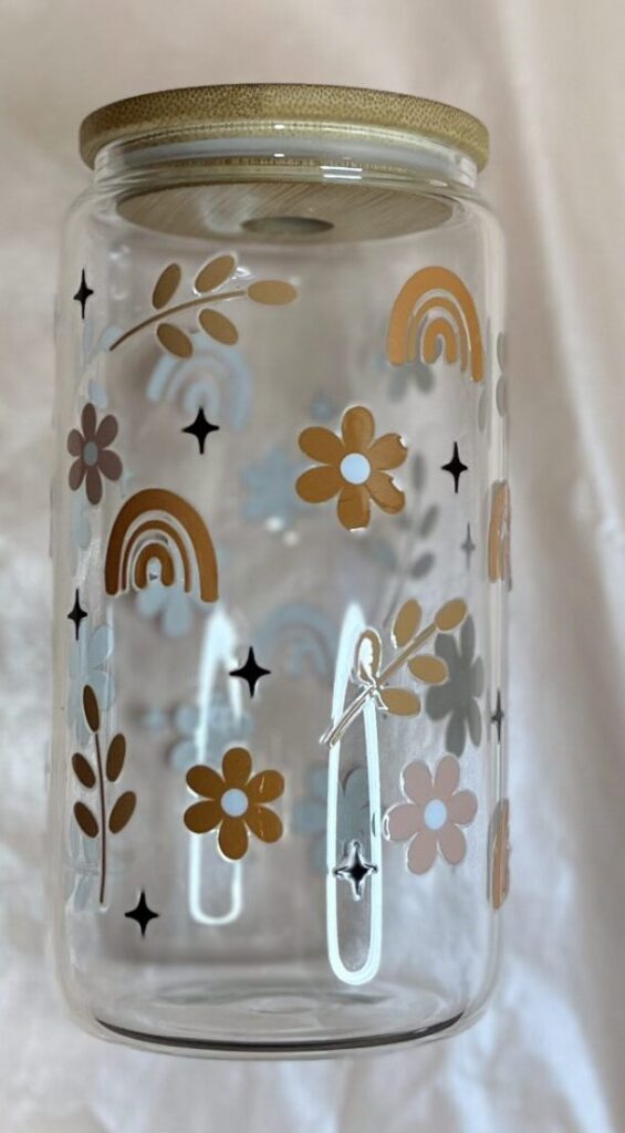 Rainbow, Flowers, Stars, and Leaves Cup