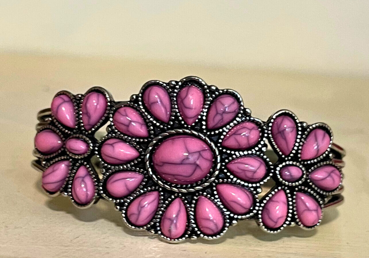 Pink Turqouise Cuff Bracelet - Image 2